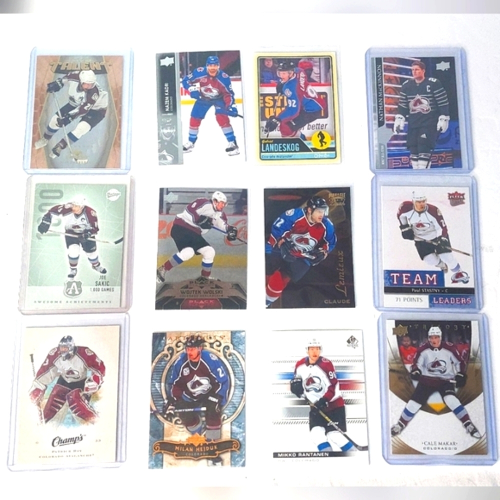 12 Colorado Avalanche NHL Hockey Cards Of Both Current Superstars & Past Stars